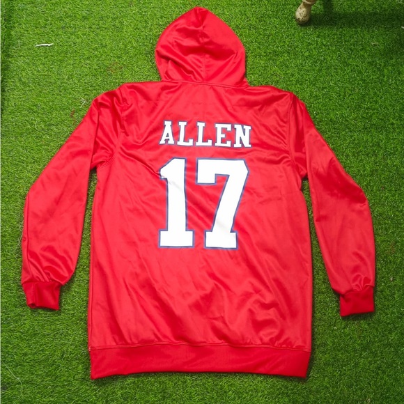 Buffalo Bills Hoodie Red / White Logo / Josh Allen 17 - Picture 2 of 2